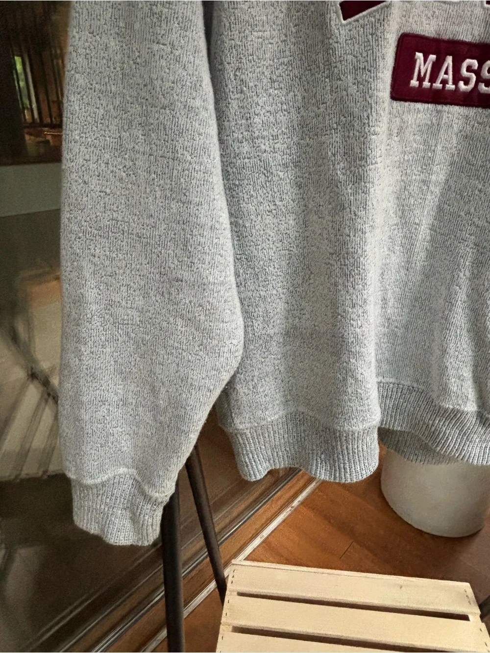 Gray Crewneck Sweatshirt with Maroon Boston